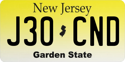 NJ license plate J30CND