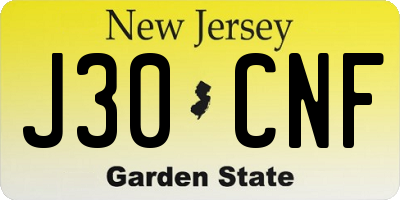 NJ license plate J30CNF