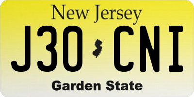 NJ license plate J30CNI