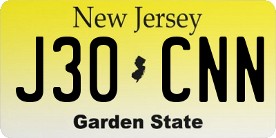 NJ license plate J30CNN