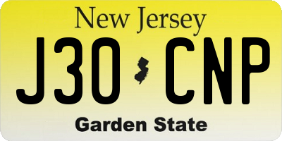 NJ license plate J30CNP