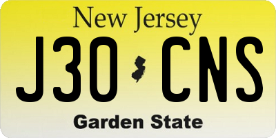 NJ license plate J30CNS