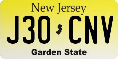 NJ license plate J30CNV