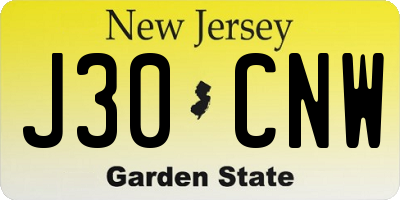 NJ license plate J30CNW