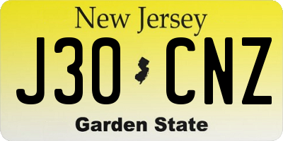 NJ license plate J30CNZ