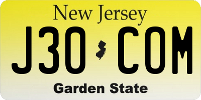 NJ license plate J30COM