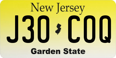 NJ license plate J30COQ