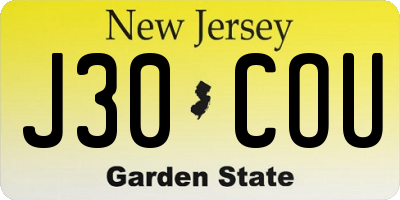 NJ license plate J30COU