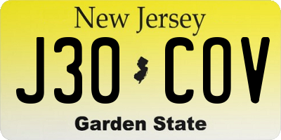 NJ license plate J30COV