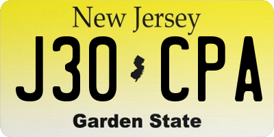 NJ license plate J30CPA