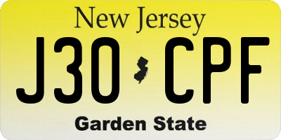 NJ license plate J30CPF