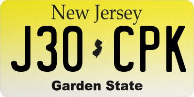 NJ license plate J30CPK