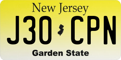 NJ license plate J30CPN