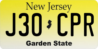 NJ license plate J30CPR