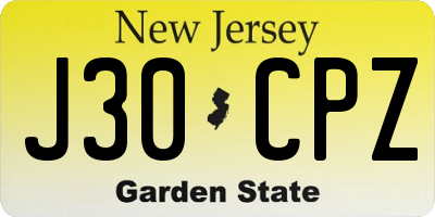 NJ license plate J30CPZ