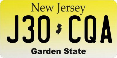 NJ license plate J30CQA