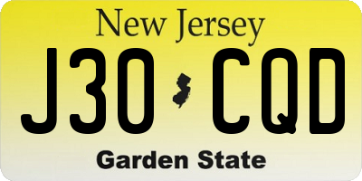 NJ license plate J30CQD