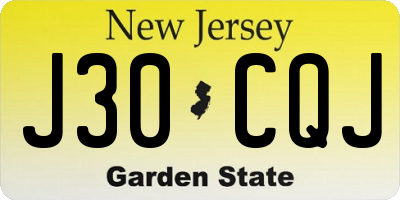 NJ license plate J30CQJ