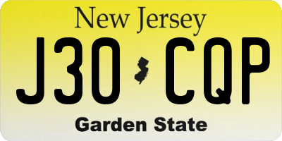 NJ license plate J30CQP