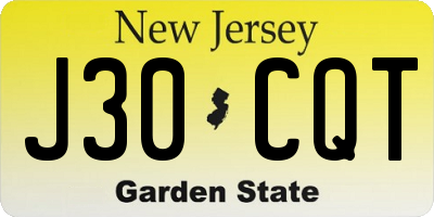 NJ license plate J30CQT