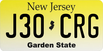 NJ license plate J30CRG