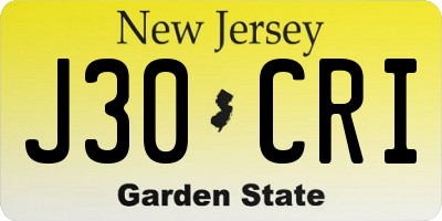 NJ license plate J30CRI