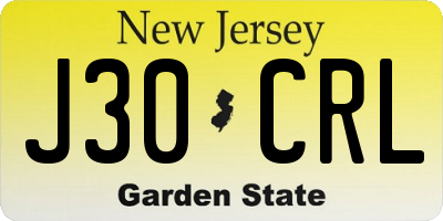 NJ license plate J30CRL