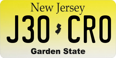 NJ license plate J30CRO