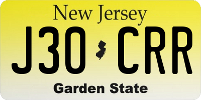 NJ license plate J30CRR