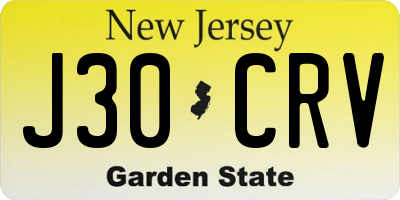 NJ license plate J30CRV