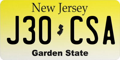NJ license plate J30CSA