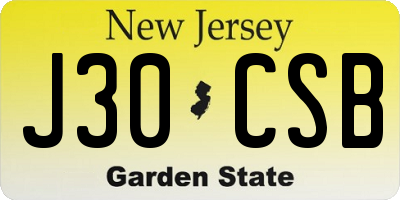 NJ license plate J30CSB