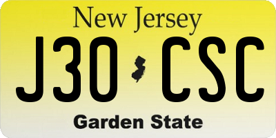 NJ license plate J30CSC