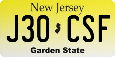 NJ license plate J30CSF