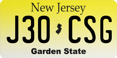 NJ license plate J30CSG