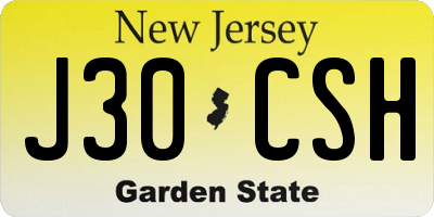 NJ license plate J30CSH