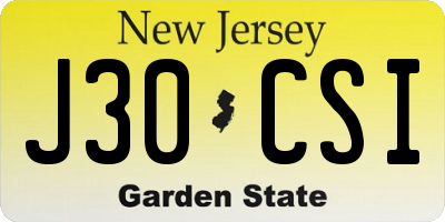 NJ license plate J30CSI