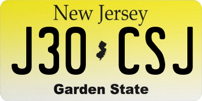 NJ license plate J30CSJ