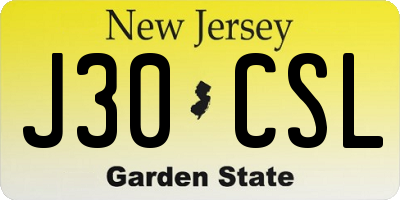 NJ license plate J30CSL