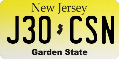 NJ license plate J30CSN