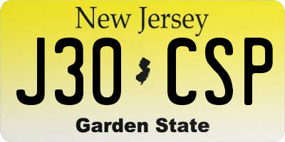 NJ license plate J30CSP
