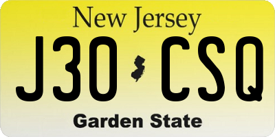 NJ license plate J30CSQ