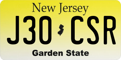 NJ license plate J30CSR