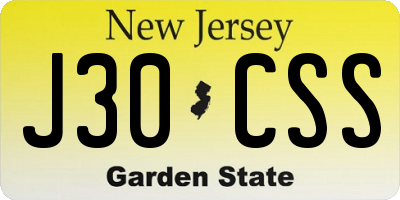 NJ license plate J30CSS