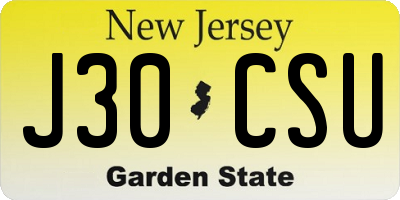 NJ license plate J30CSU