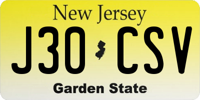 NJ license plate J30CSV
