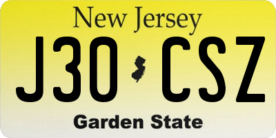 NJ license plate J30CSZ