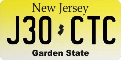 NJ license plate J30CTC