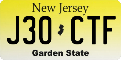 NJ license plate J30CTF