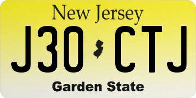 NJ license plate J30CTJ